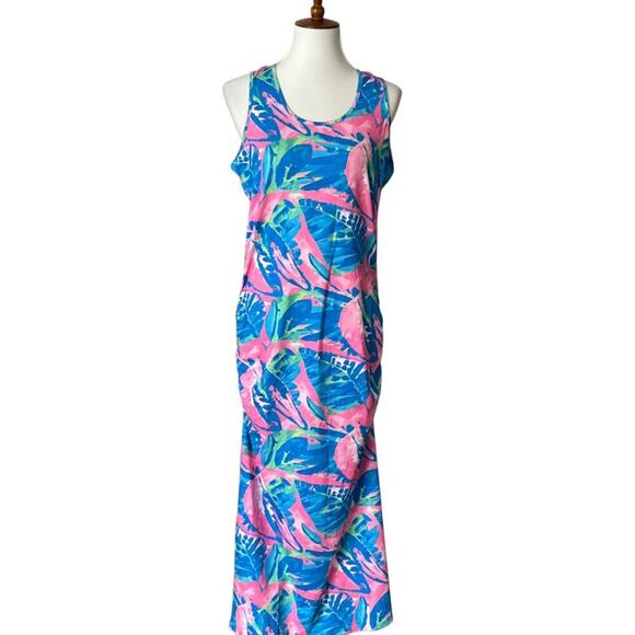 Banana Boat Maxi Dress Large Tropical Long Dress Boho UPF 50 Resortwear Vacation - Picture 5 of 13
